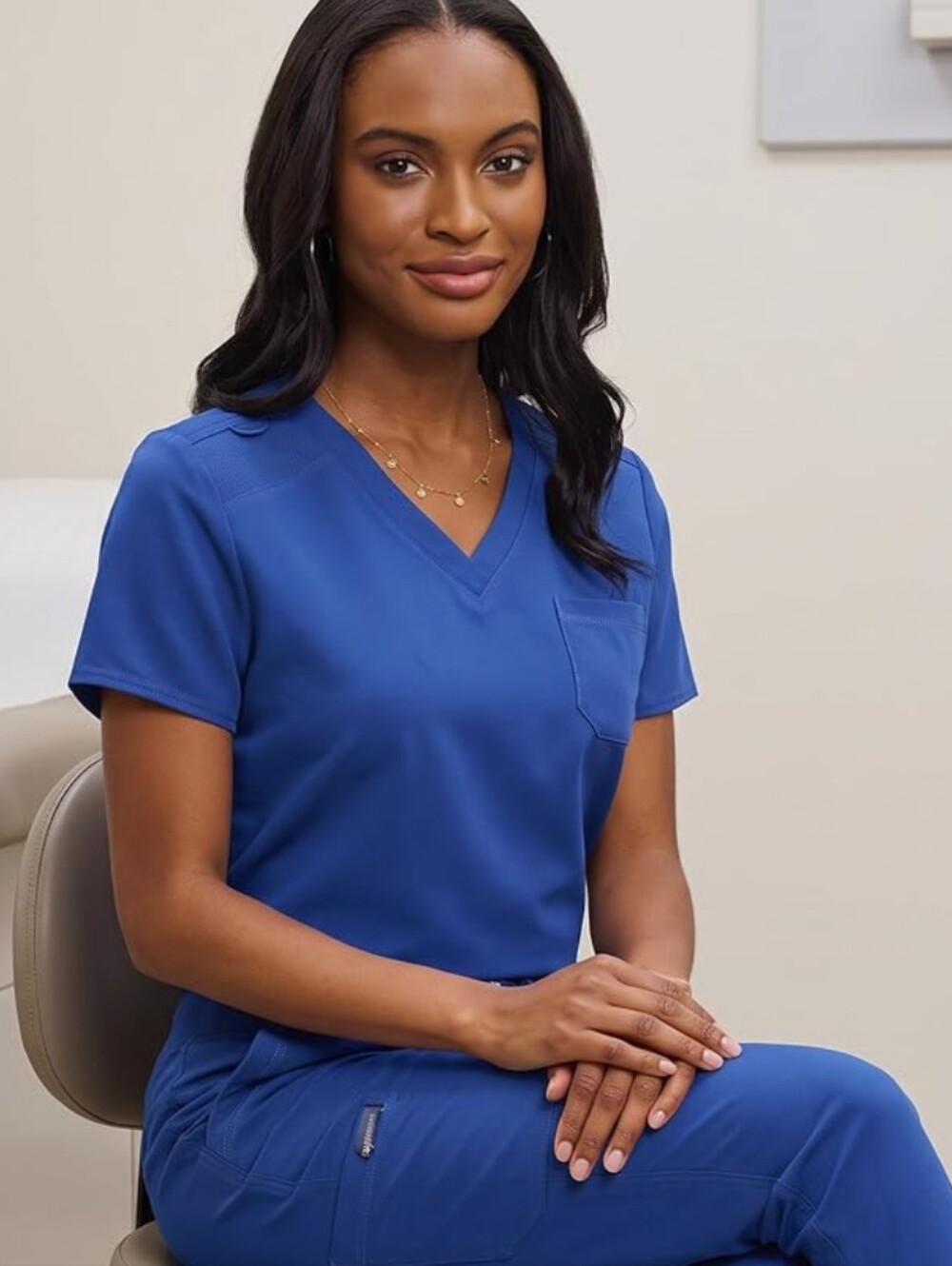 Med Couture V-Neck Scrub Top in Royal Blue SZ M